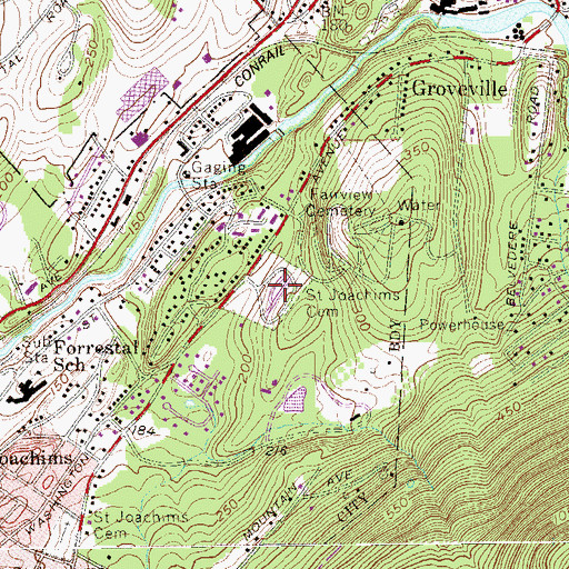 Topographic Map of Saint Joachims Cemetery, NY