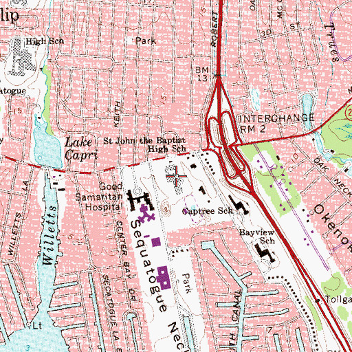 Topographic Map of Saint John the Baptist Diocesan High School, NY