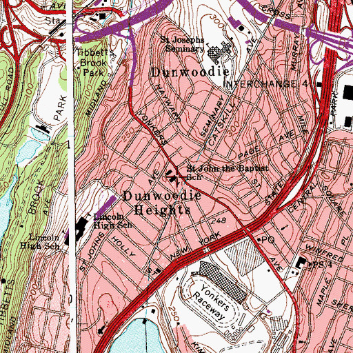 Topographic Map of Saint John the Baptist School, NY