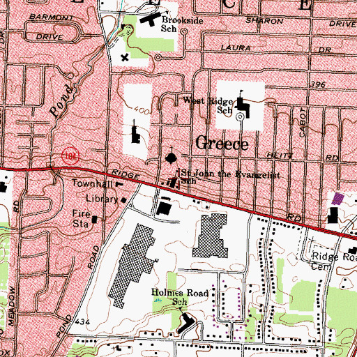 Topographic Map of Saint John the Evangelist School, NY