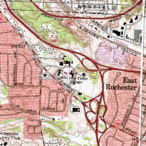 Topographic Map of Saint John Fisher College, NY