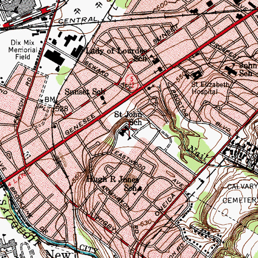 Topographic Map of Utica Catholic Academy, NY