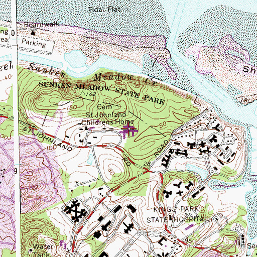 Topographic Map of Saint Johnland Childrens Home, NY