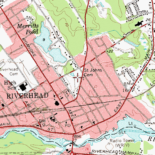 Topographic Map of Saint John the Evangelist Cemetery, NY