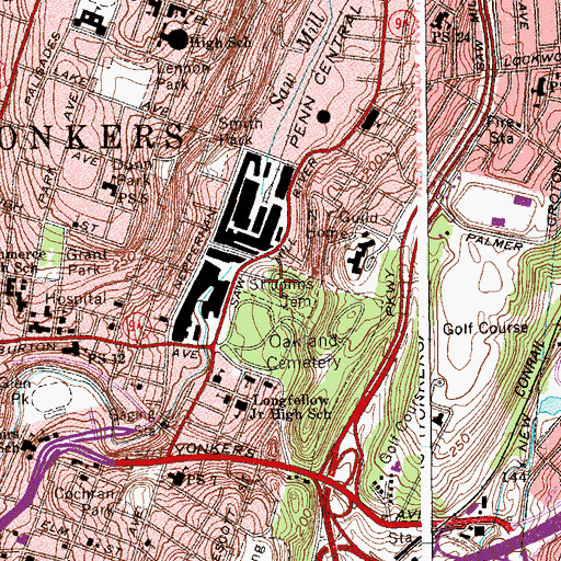 Topographic Map of Saint Johns Cemetery, NY