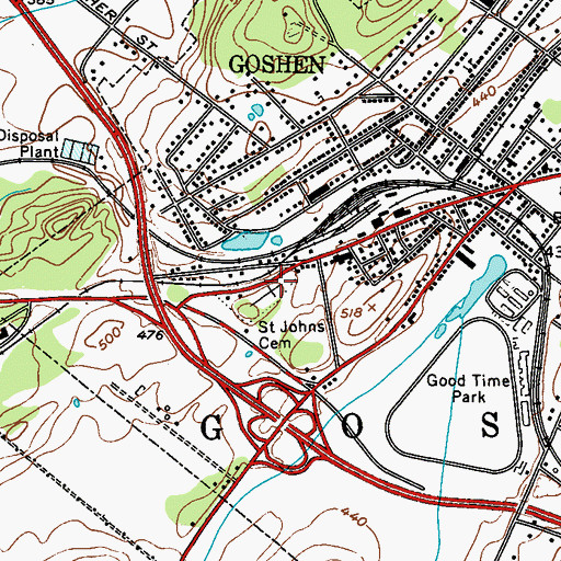 Topographic Map of Saint Johns Cemetery, NY