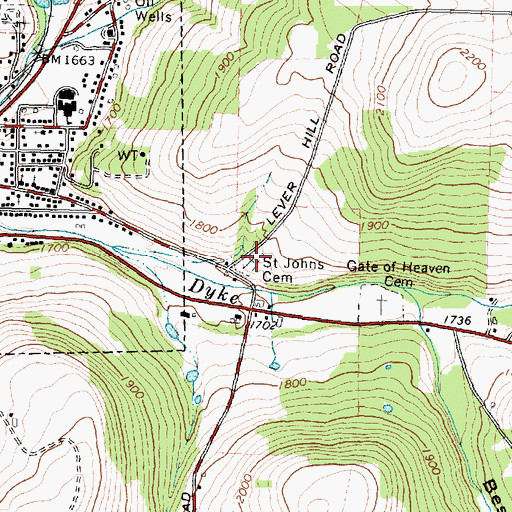 Topographic Map of Saint Johns Cemetery, NY