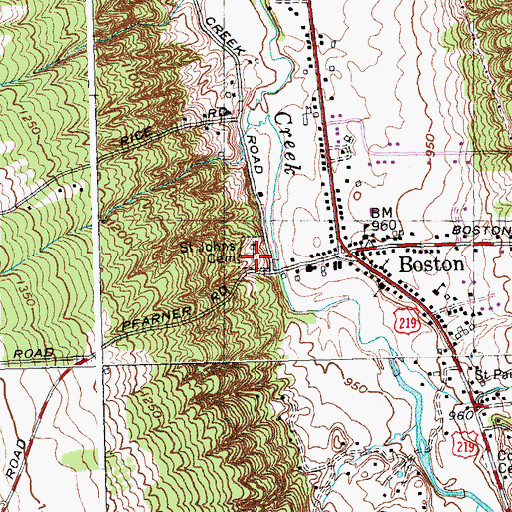 Topographic Map of Saint Johns Cemetery, NY