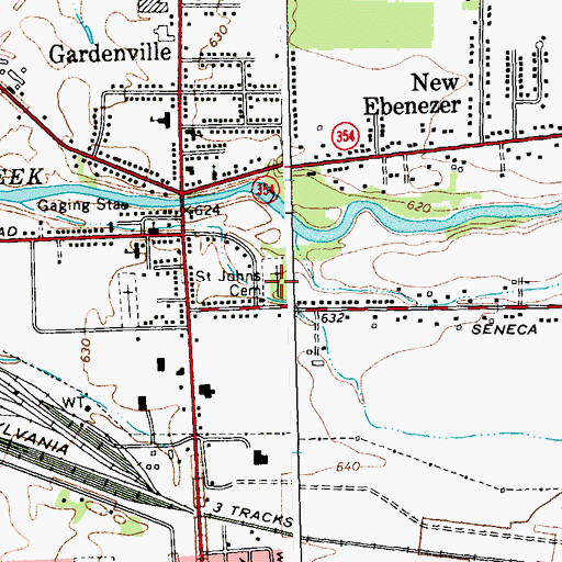 Topographic Map of Saint Johns Cemetery, NY