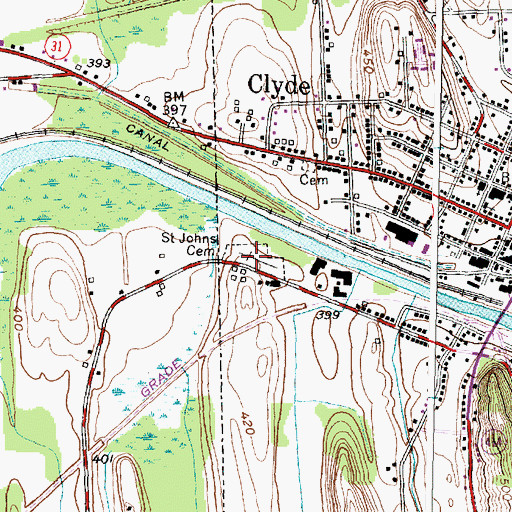 Topographic Map of Saint Johns Cemetery, NY