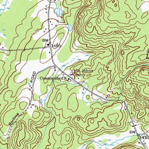 Topographic Map of Saint Johns Lutheran Cemetery, NY