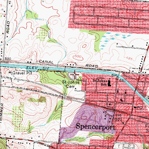 Topographic Map of Saint Johns Cemetery, NY