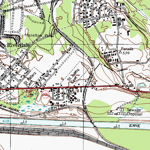 Topographic Map of Saint John's Cemetery, NY