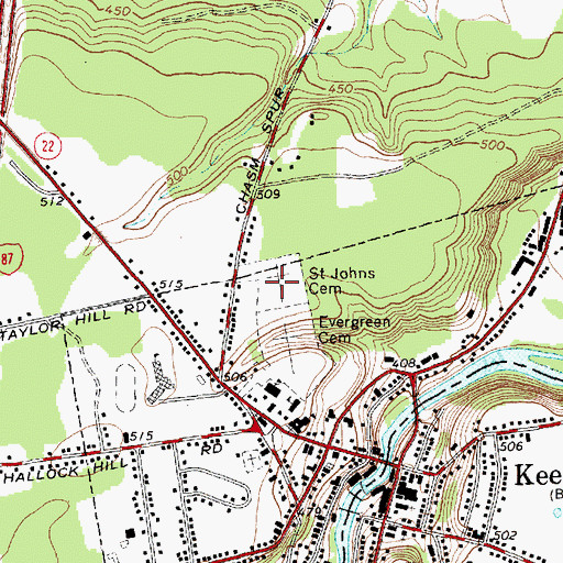 Topographic Map of Saint Johns Cemetery, NY