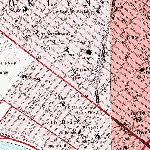 Topographic Map of Saint Johns Church (historical), NY