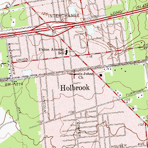 Topographic Map of Saint John's Lutheran Church, NY