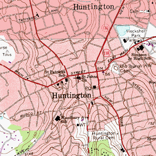 Topographic Map of Saint John's Episcopal Church, NY