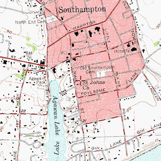 Topographic Map of Saint John's Episcopal Church, NY
