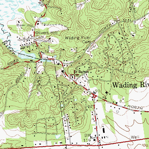 Topographic Map of Saint Johns Church, NY