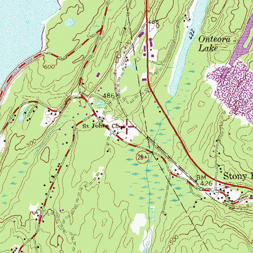 Topographic Map of Saint Johns Church, NY