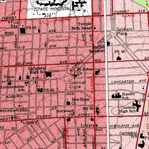 Topographic Map of Saint John's - Grace Episcopal Church, NY
