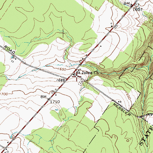 Topographic Map of Saint Johns Church, NY