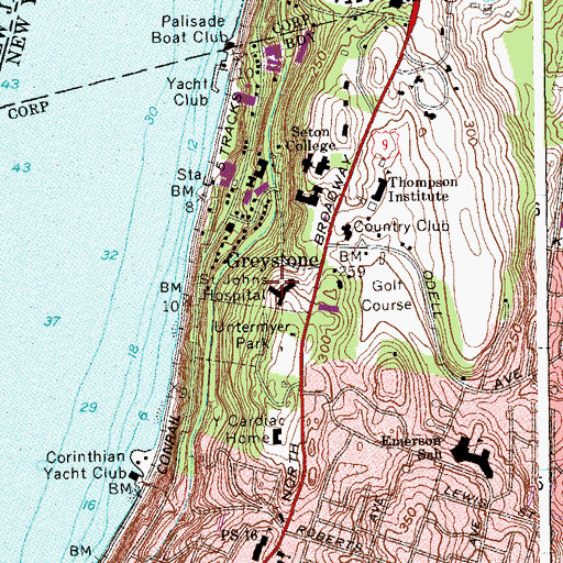 Topographic Map of Saint John's Riverside Hospital, NY