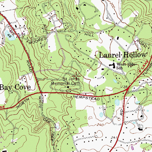 Topographic Map of Saint Johns Memorial Cemetery, NY