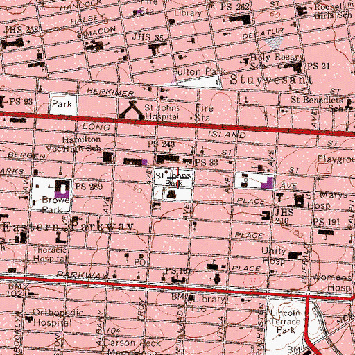 Topographic Map of Saint Johns Park, NY