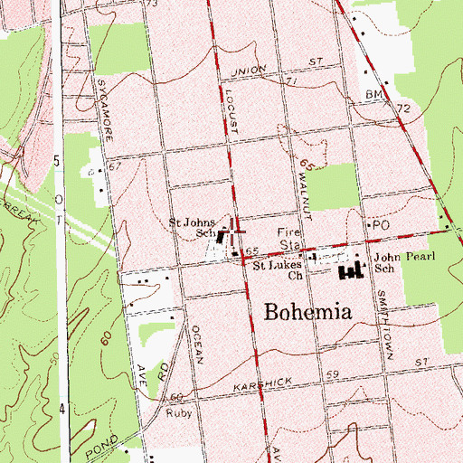 Topographic Map of Saint Johns School, NY