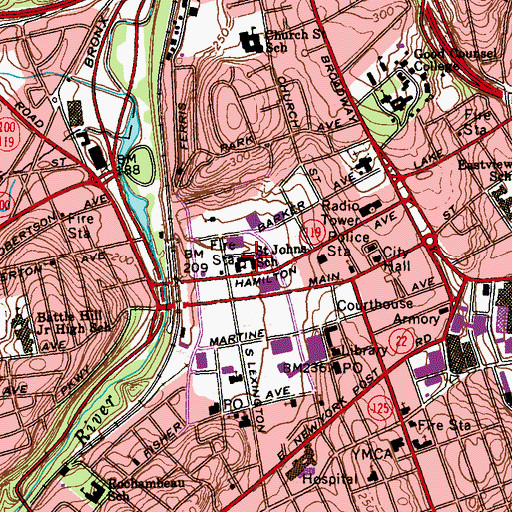 Topographic Map of Saint Johns School, NY