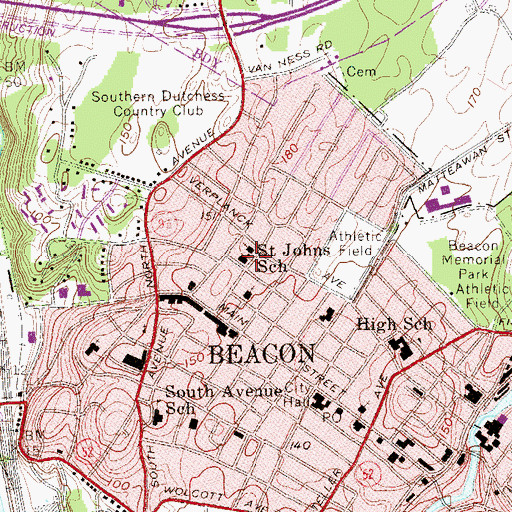 Topographic Map of Saint John School (historical), NY