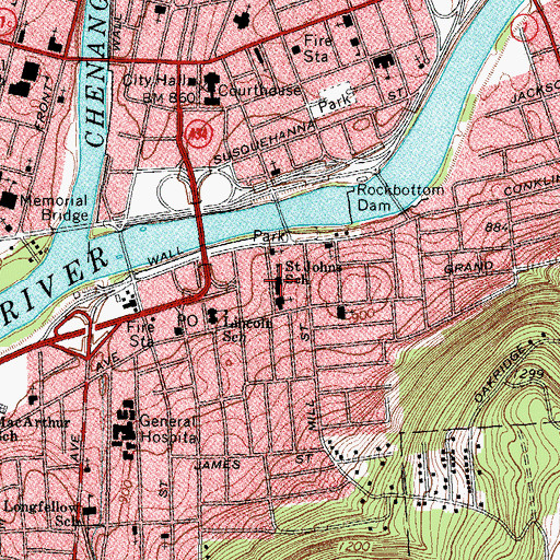 Topographic Map of Saint Johns Parochial School, NY