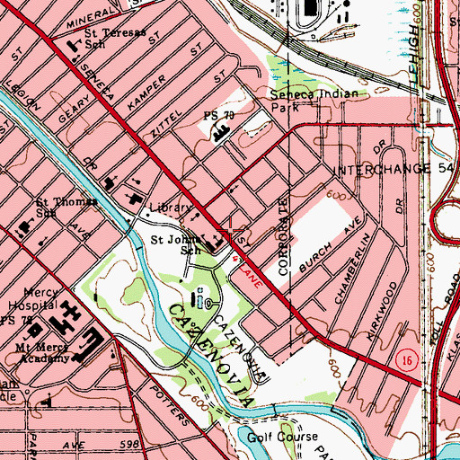 Topographic Map of Saint Johns School, NY