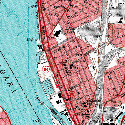Topographic Map of Saint Johns School, NY