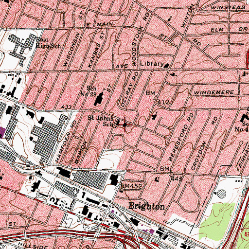 Topographic Map of Saint Johns School, NY