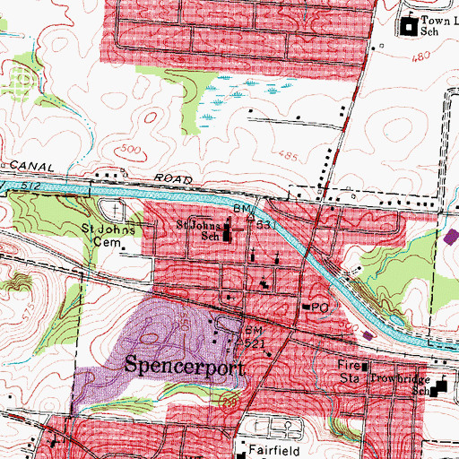 Topographic Map of Saint John the Evangelist School, NY