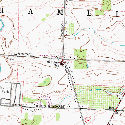 Topographic Map of Saint Johns School, NY
