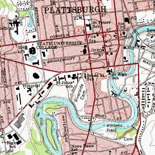 Topographic Map of Saint Johns School, NY