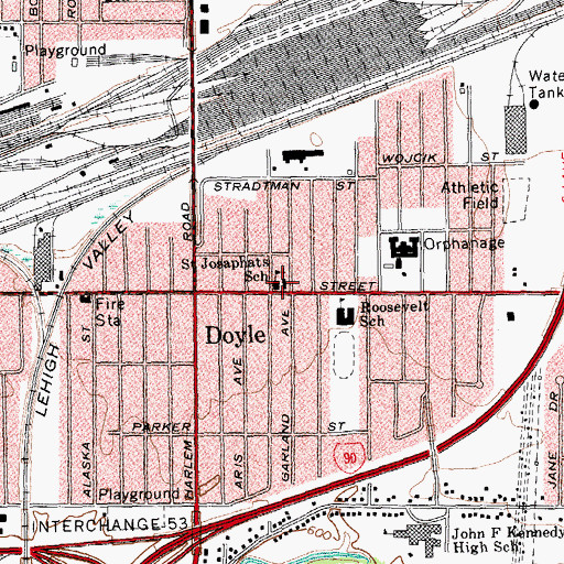Topographic Map of Saint Josaphats School, NY