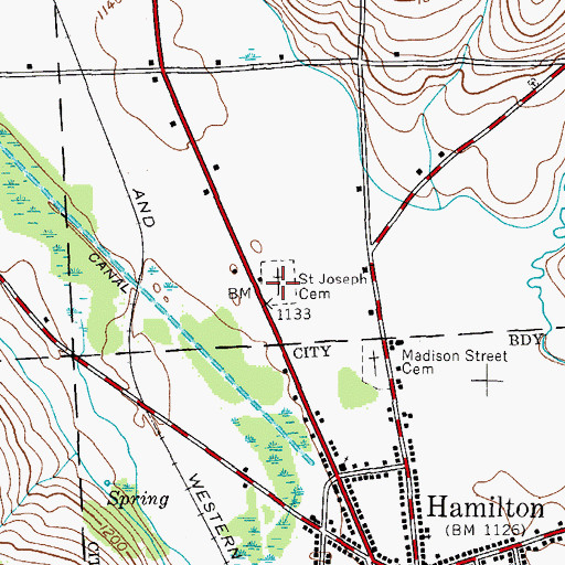 Topographic Map of Saint Joseph Cemetery, NY