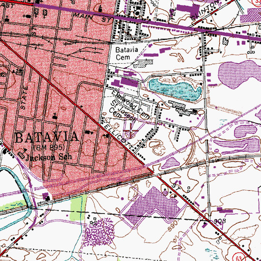 Topographic Map of Saint Joseph Cemetery, NY