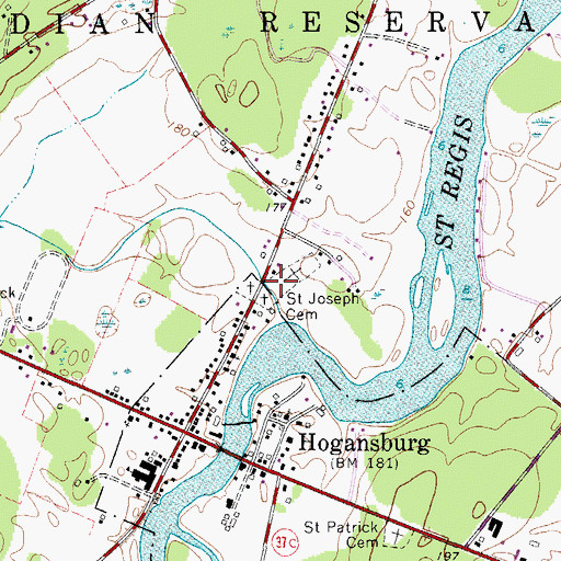 Topographic Map of Saint Joseph Cemetery, NY