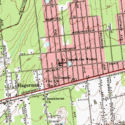 Topographic Map of Saint Josephs the Worker School, NY