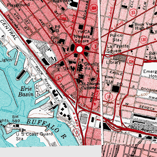 Topographic Map of Saint Josephs Cathedral, NY