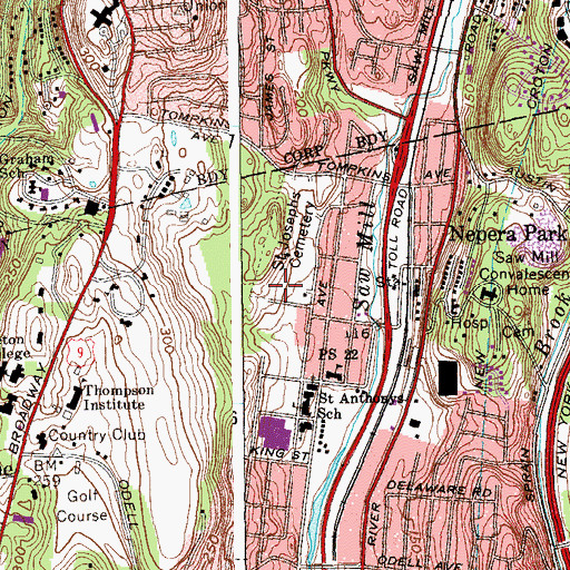 Topographic Map of Saint Joseph Cemetery, NY