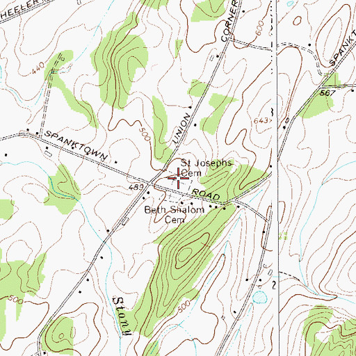 Topographic Map of Saint Josephs Cemetery, NY