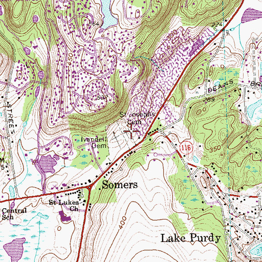 Topographic Map of Saint Josephs Cemetery, NY