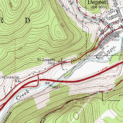 Topographic Map of Saint Josephs Cemetery, NY