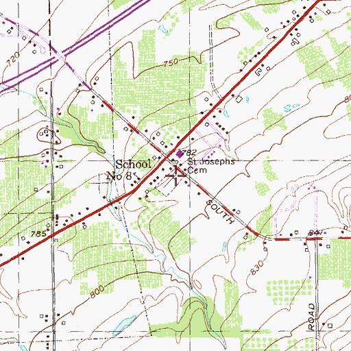 Topographic Map of Saint Josephs Cemetery, NY
